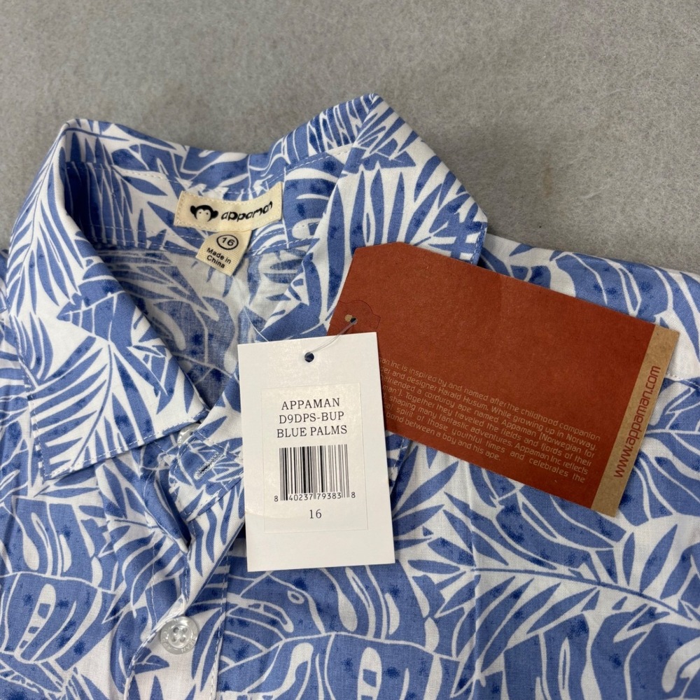 NWT Appaman Boys short sleeve‎ button up size 16 Blue Palms - Picture 3 of 8